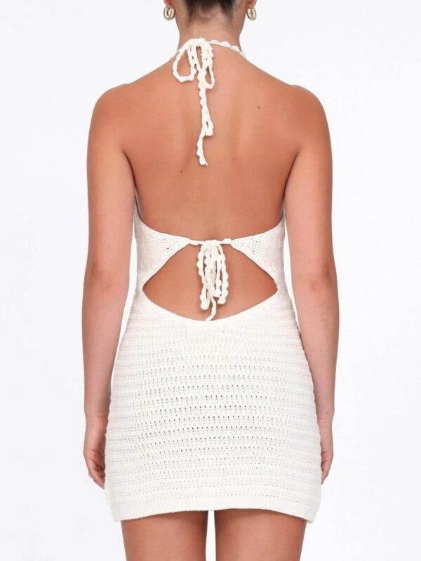 Openwork Halter Neck Sweater Dress - Image 4